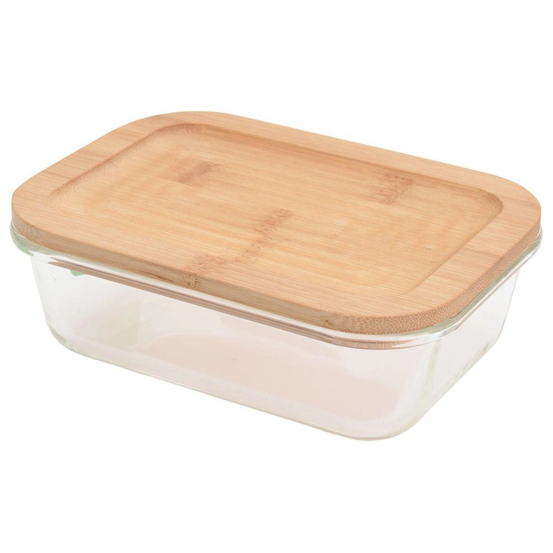 ORION Kitchen container with lid BAMBOO for food glass with seal 640ml tight