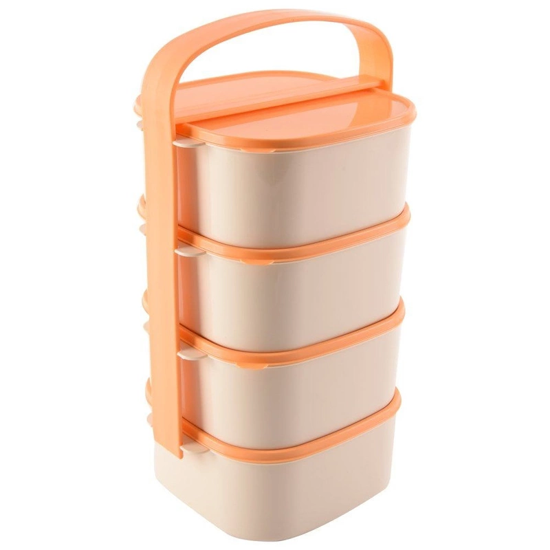 Tragbarer Lebensmittelbehälter Mehrzweck-Kochgeschirr Camping-Kochgeschirr aus Kunststoff 4-stufig 4x1,15 L