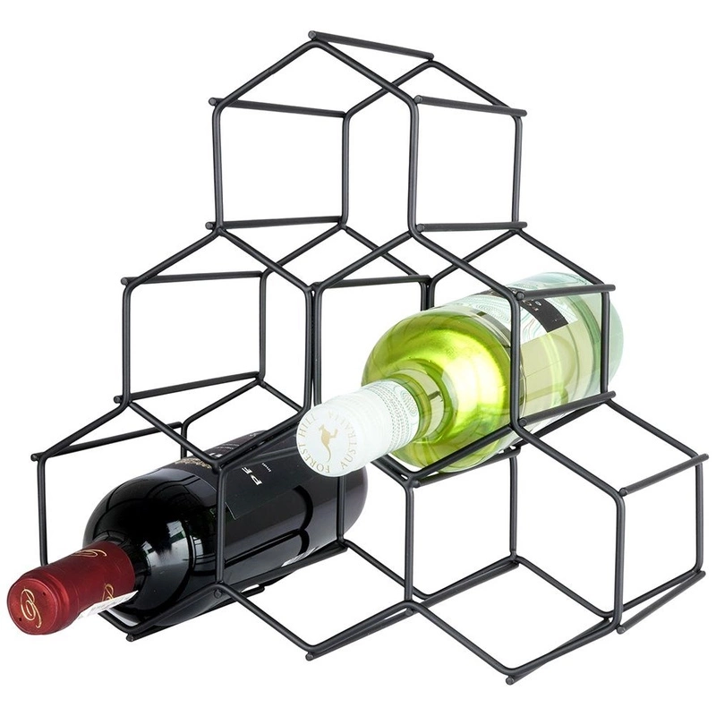 Stojak na wino metalowy czarny 6 butelek 29,5x28,5 cm