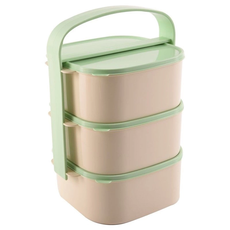 Tragbarer Lebensmittelbehälter Mehrzweck-Kochgeschirr Camping-Kochgeschirr aus Kunststoff 3-stufig 3x1,15 L