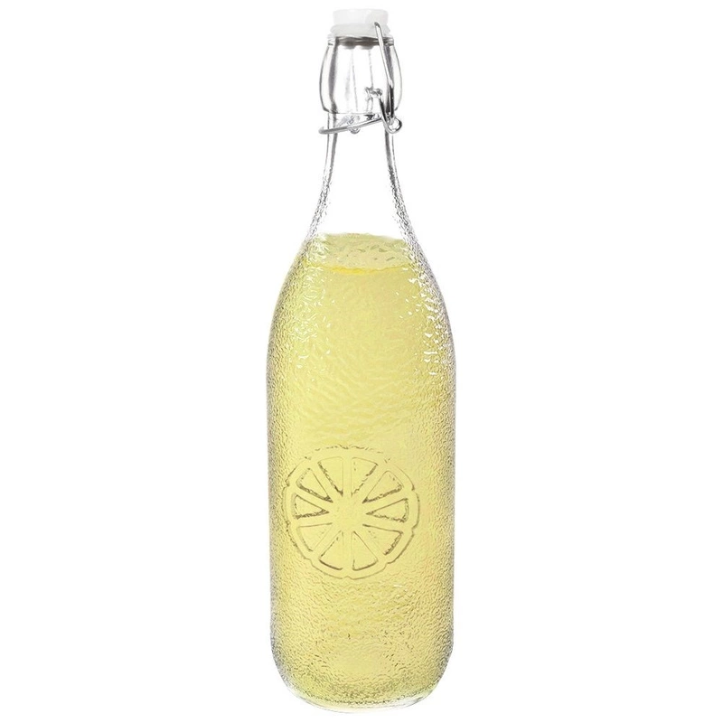 Glasflasche Limonadenflasche Wasserflasche dekorativ mit Bügelverschluss Silikondichtung für Getränke Liköre 1l