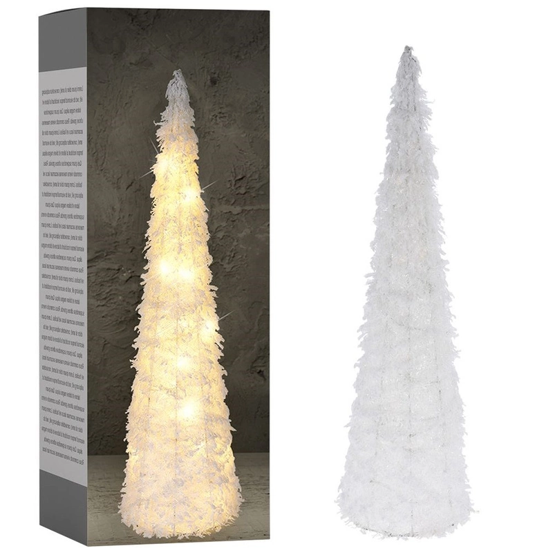 Choinka świecąca stożek biała 20 LED 60 cm